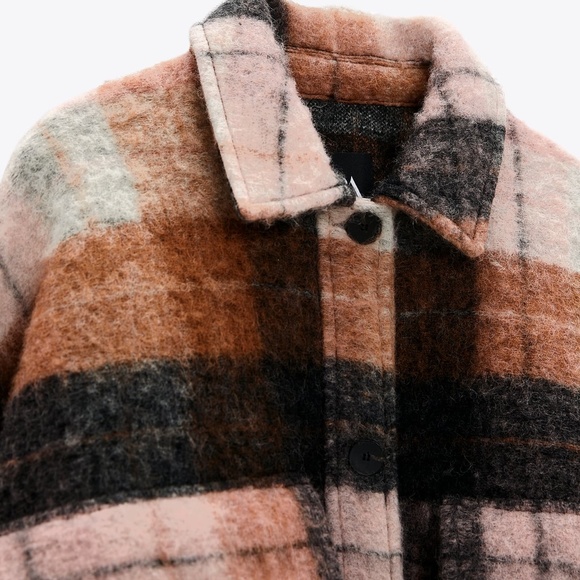 ZARA CROPPED PLAID OVERSHIRT NWT - Picture 15 of 16